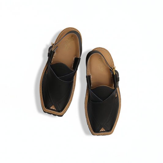Black Leather Peshawari Sandal