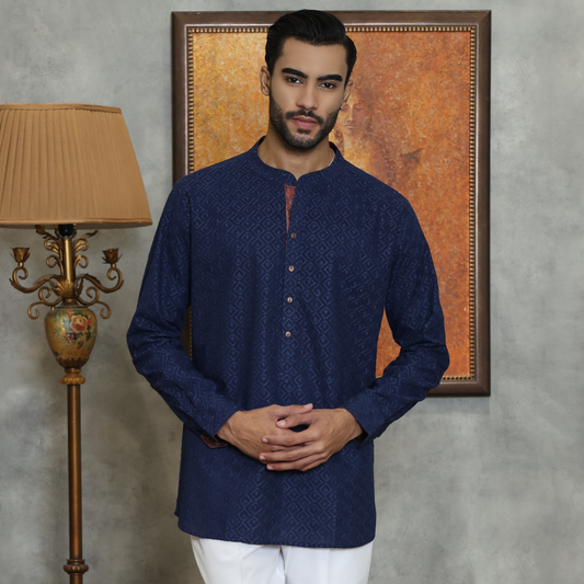 NAVY COTTON KURTA