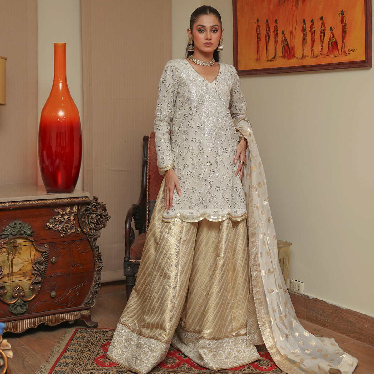 IVORY 3 PC NIKKAH OUTFIT