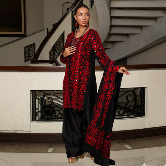 BALOCH COLLECTION NAVY/FUCHSIA DRESS
