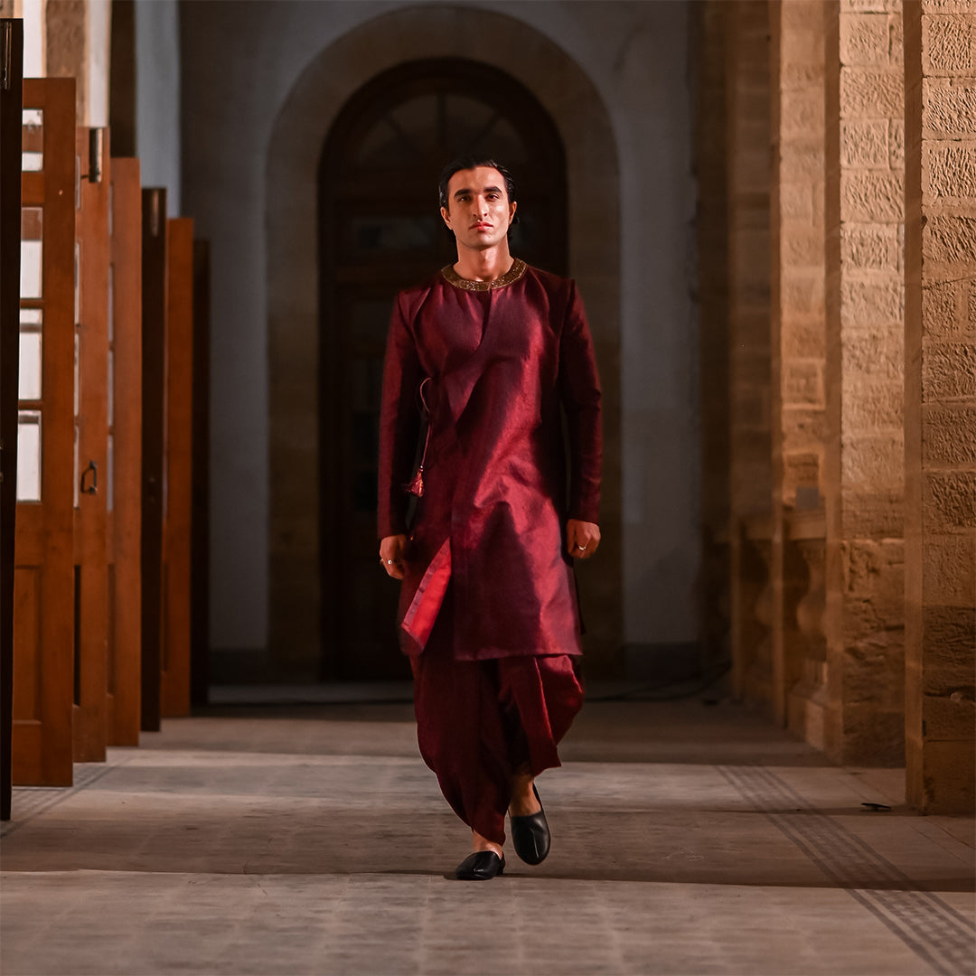 Open-Front Anarkali with Hand-Embroidered Neckline