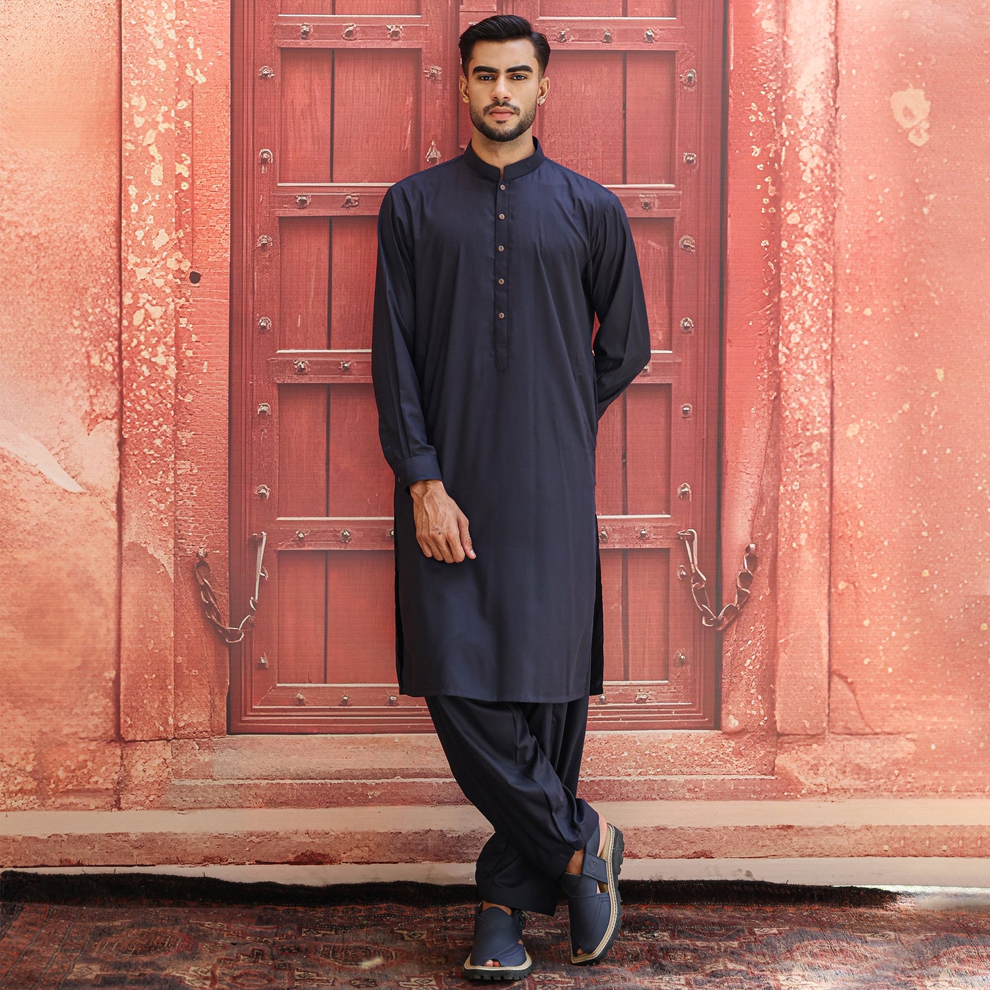 POLY VISCOSE NAVY CLASSIC FIT PLAIN SUIT