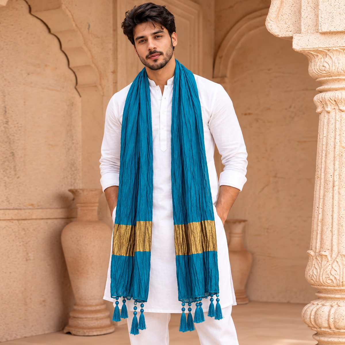 Crushed Stole Turquoise