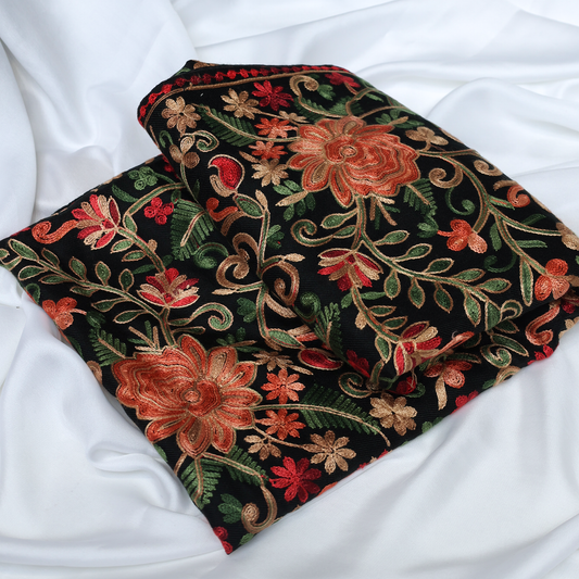Embroidered Black Winter Shawl