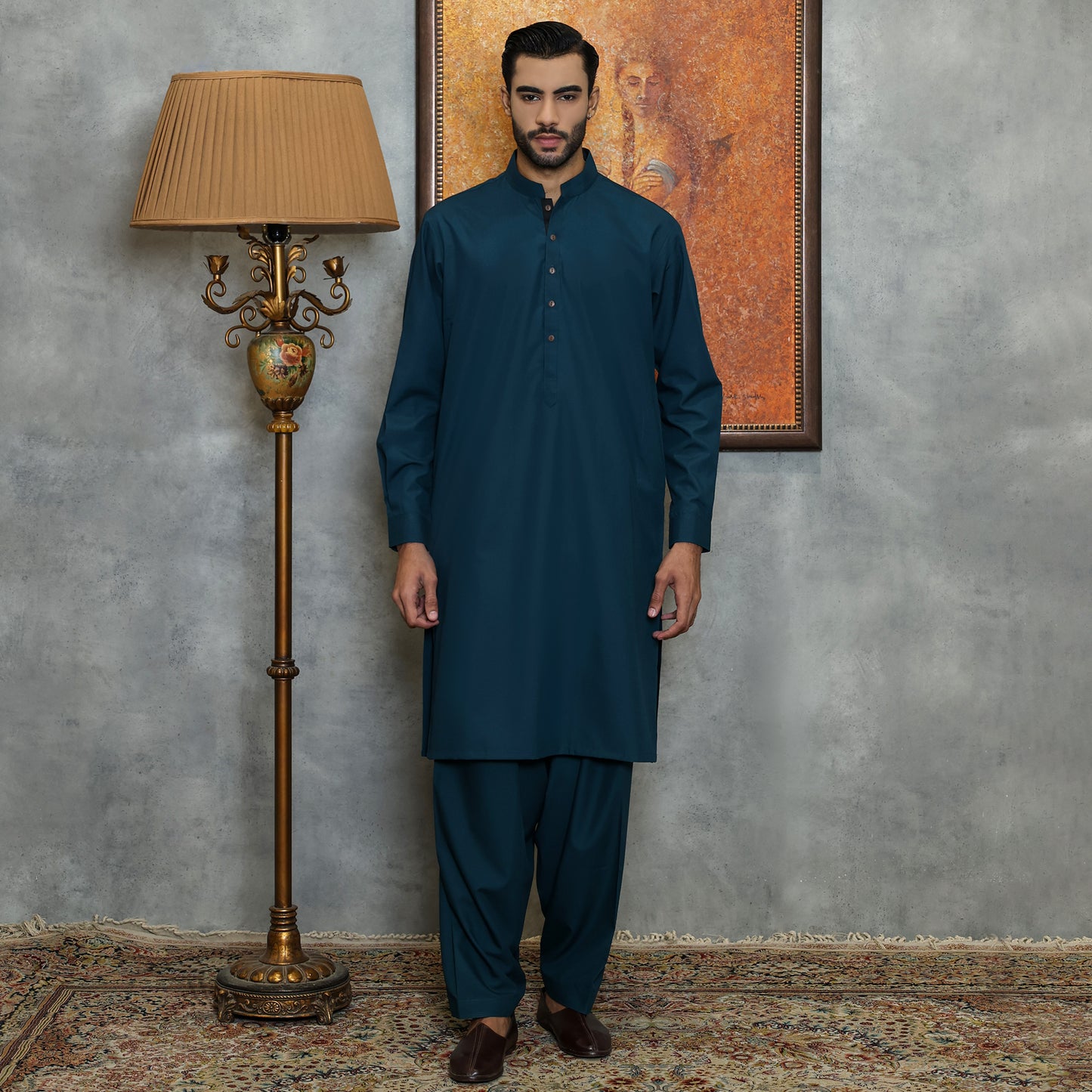 Poly Viscose Sea Moss Classic Fit Plain Suit
