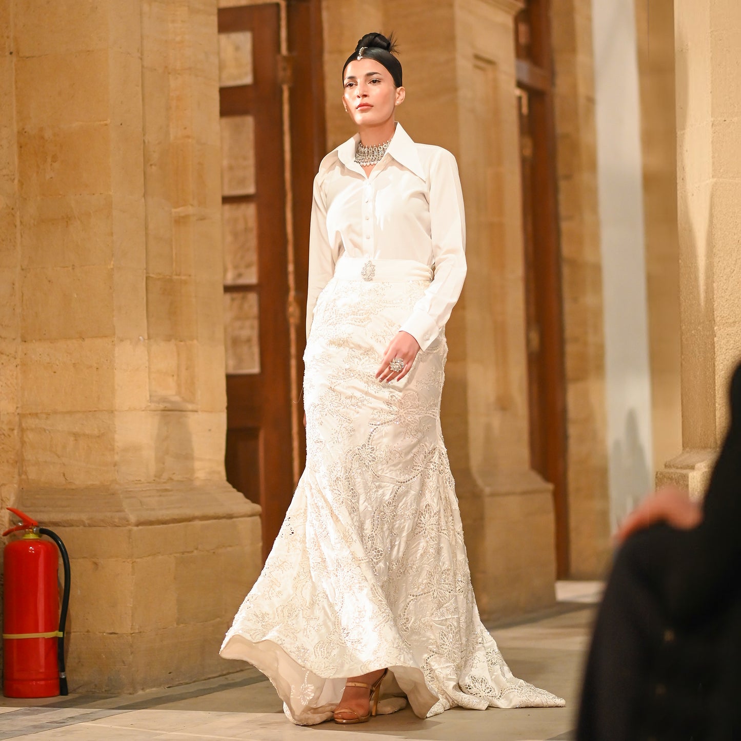 Mermaid Ivory Couture Lehenga with Satin Shirt