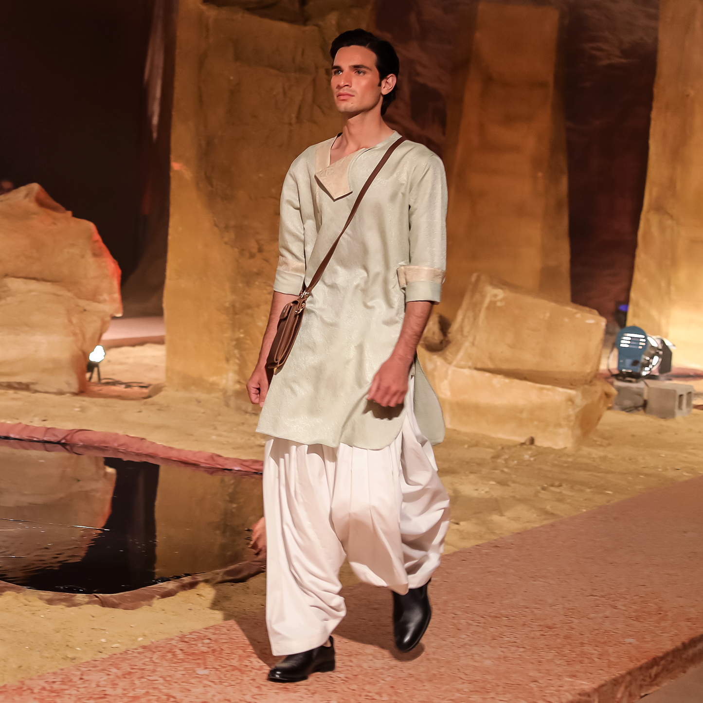 Mint Green Soft Jamawar Afghani Kurta Set