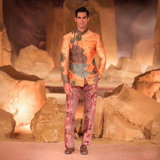 Nakhlistan Hand-Embroidered Prince Jacket Set