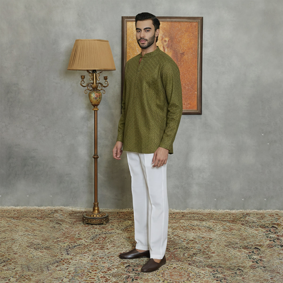 Olive Cotton Kurta