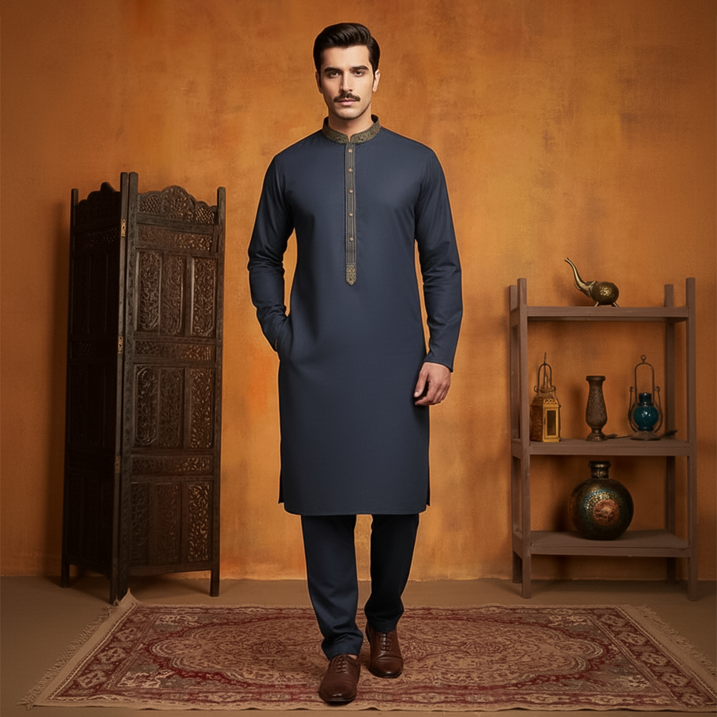 PV Emb Ebony Slim Suit