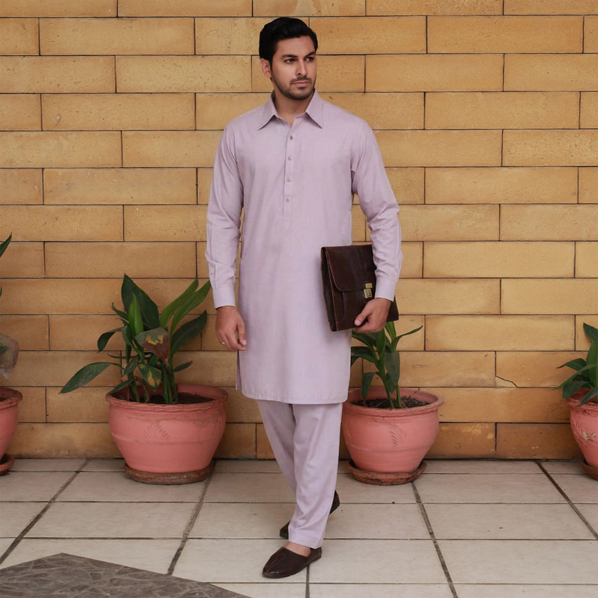 PV Slim Fit Lilac Plain Suit