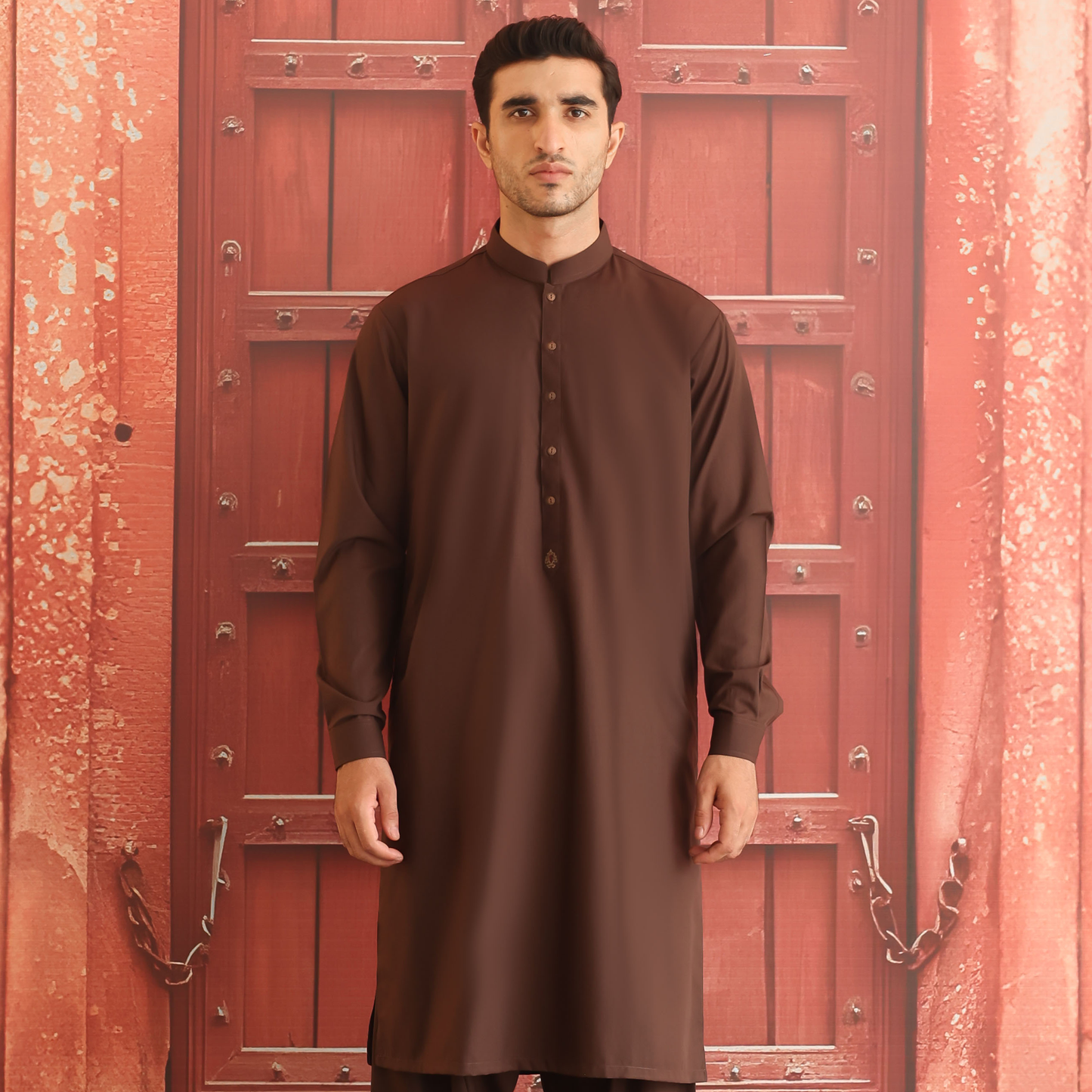 Poly Viscose Dark Brown Classic Fit Suit