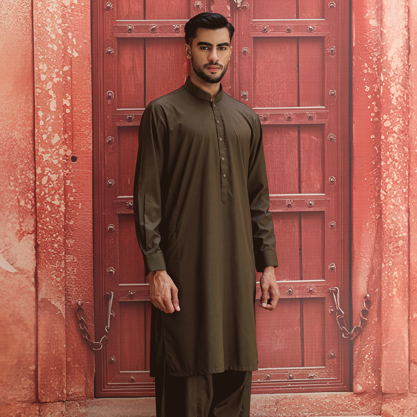 PV Plain Dark Olive Slim Suit