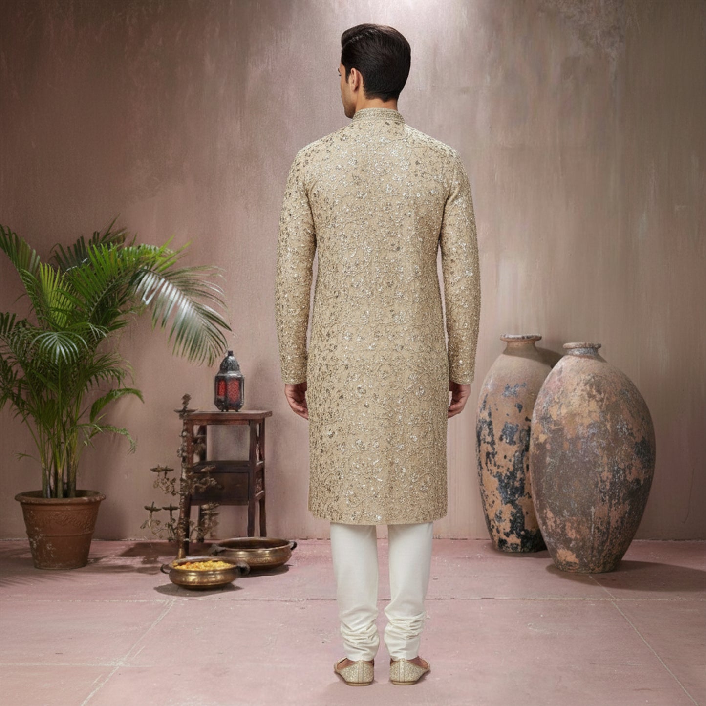 Premium Chiffon Gold Emb Couture Suit