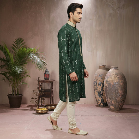 Premium Chiffon Green Emb Couture Suit