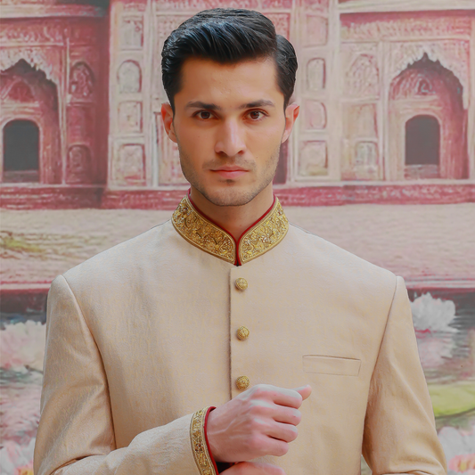 Premium Jamawar Sesame Couture Sherwani