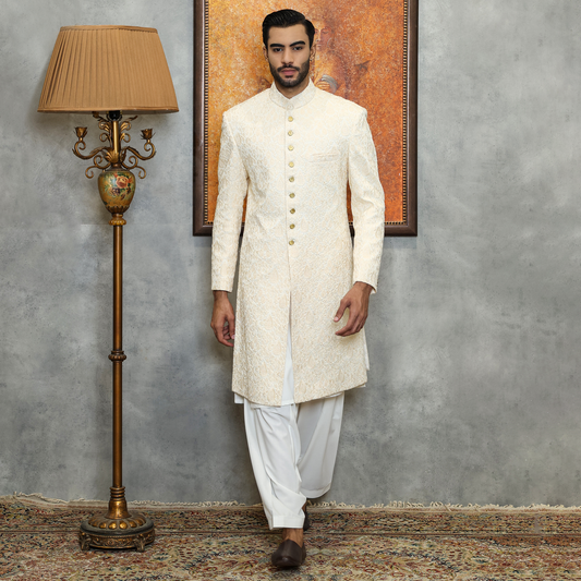 Premium Satin Silk Pristine Embroidered Sherwani