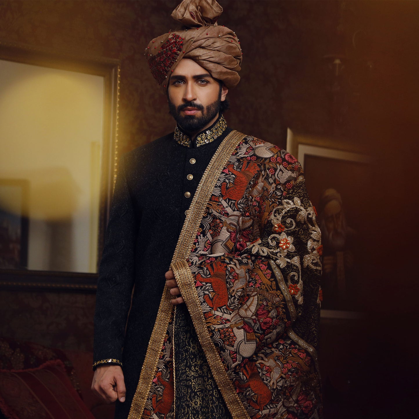 Premium Textured Caviar Sherwani