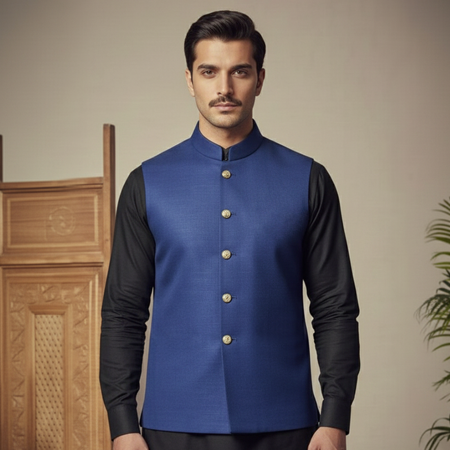 Raw Silk Medieval Blue Waistcoat