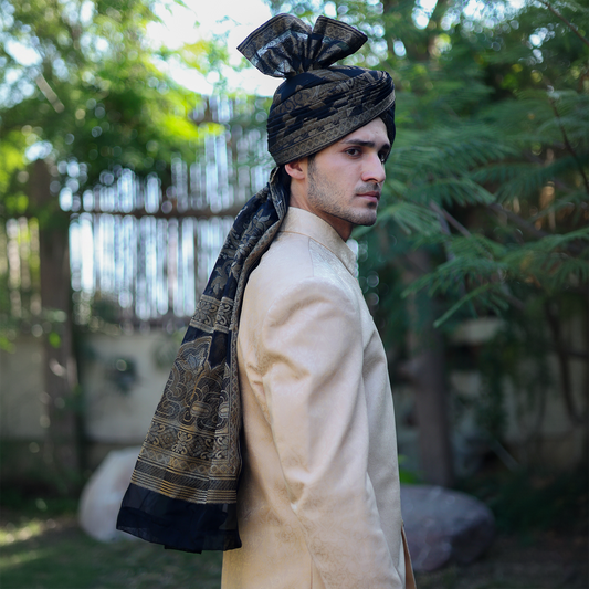 Traditional Organza Black Turban