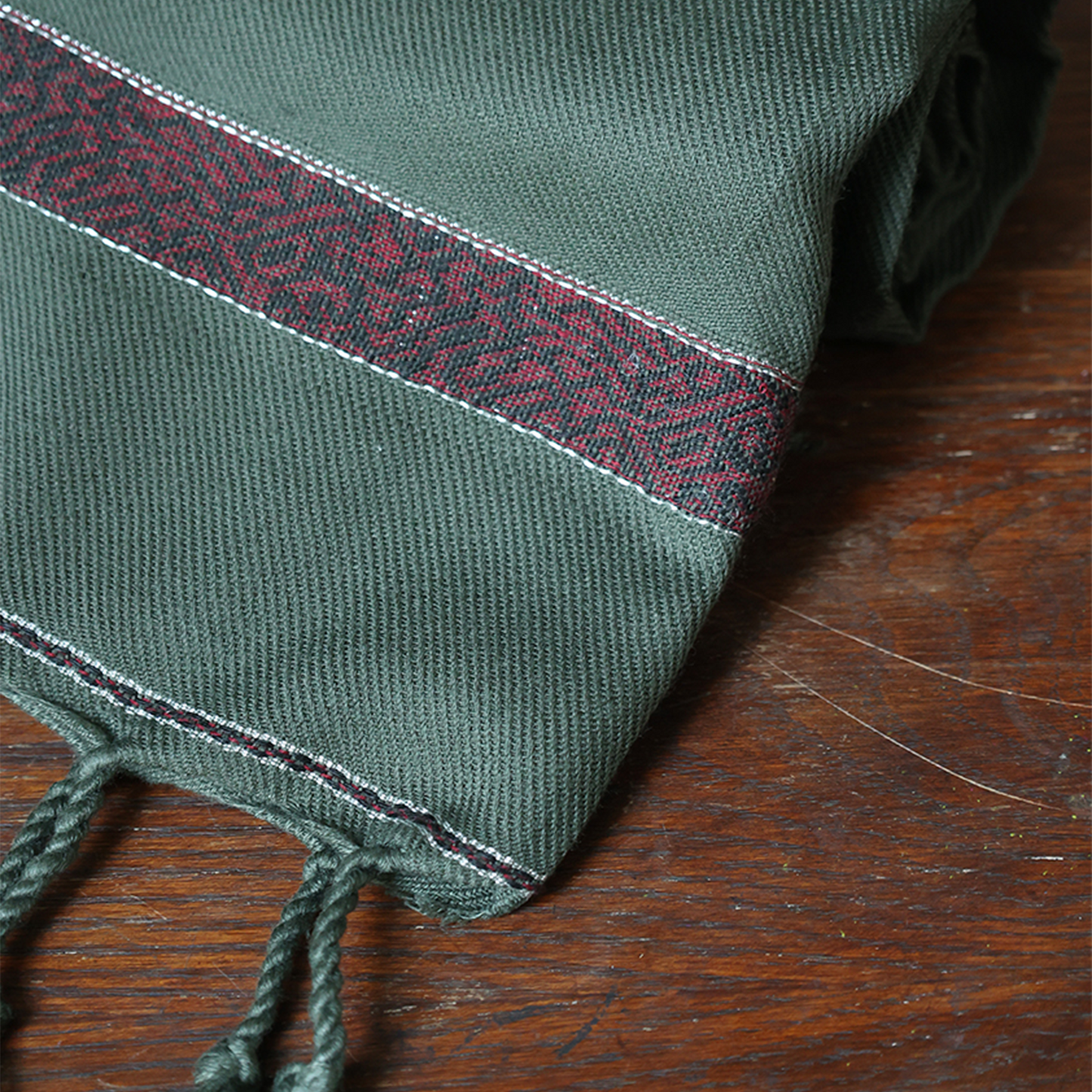 Woolen Olive Green Signature Winter Shawl