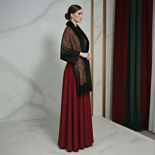 Woolen Pashmina Embroidered Black Shawl