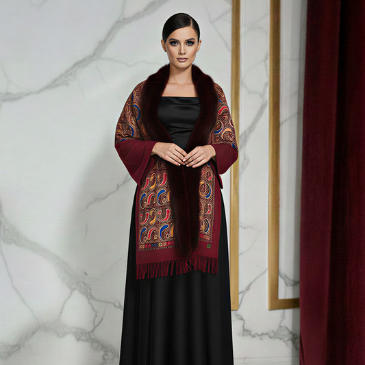 Woolen Pashmina Embroidered Maroon Shawl