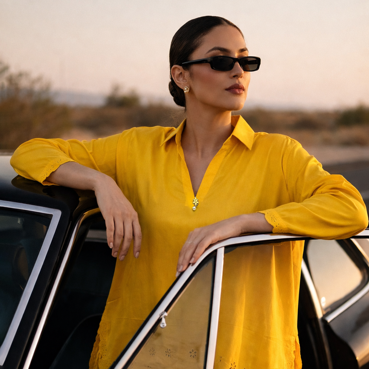 Yellow Shirt Collar Co-ord Set