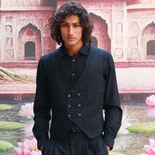 Zari Karandi Jamawar Tap Shoe modern V-Neck Waistcoat