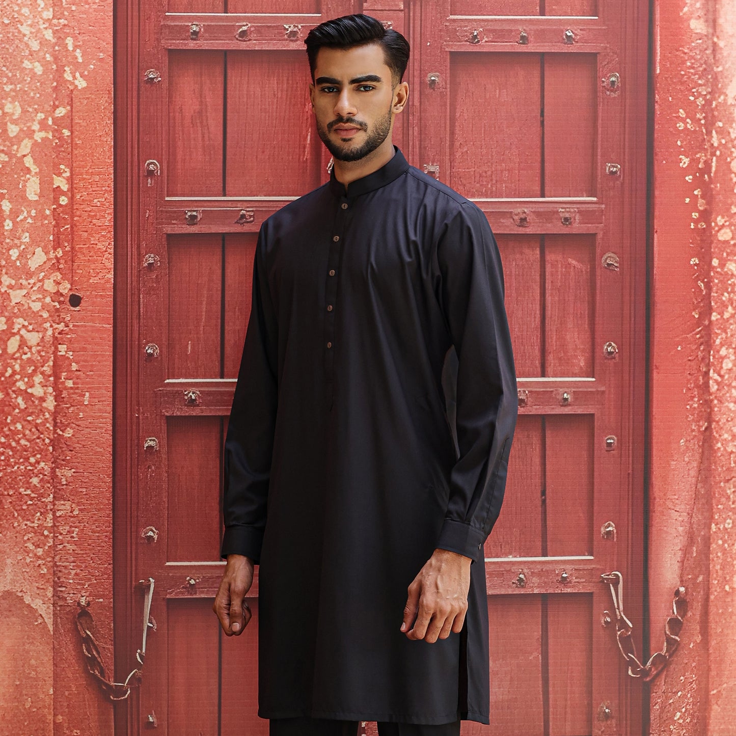 POLY VISCOSE BLACK SLIM FIT PLAIN SUIT