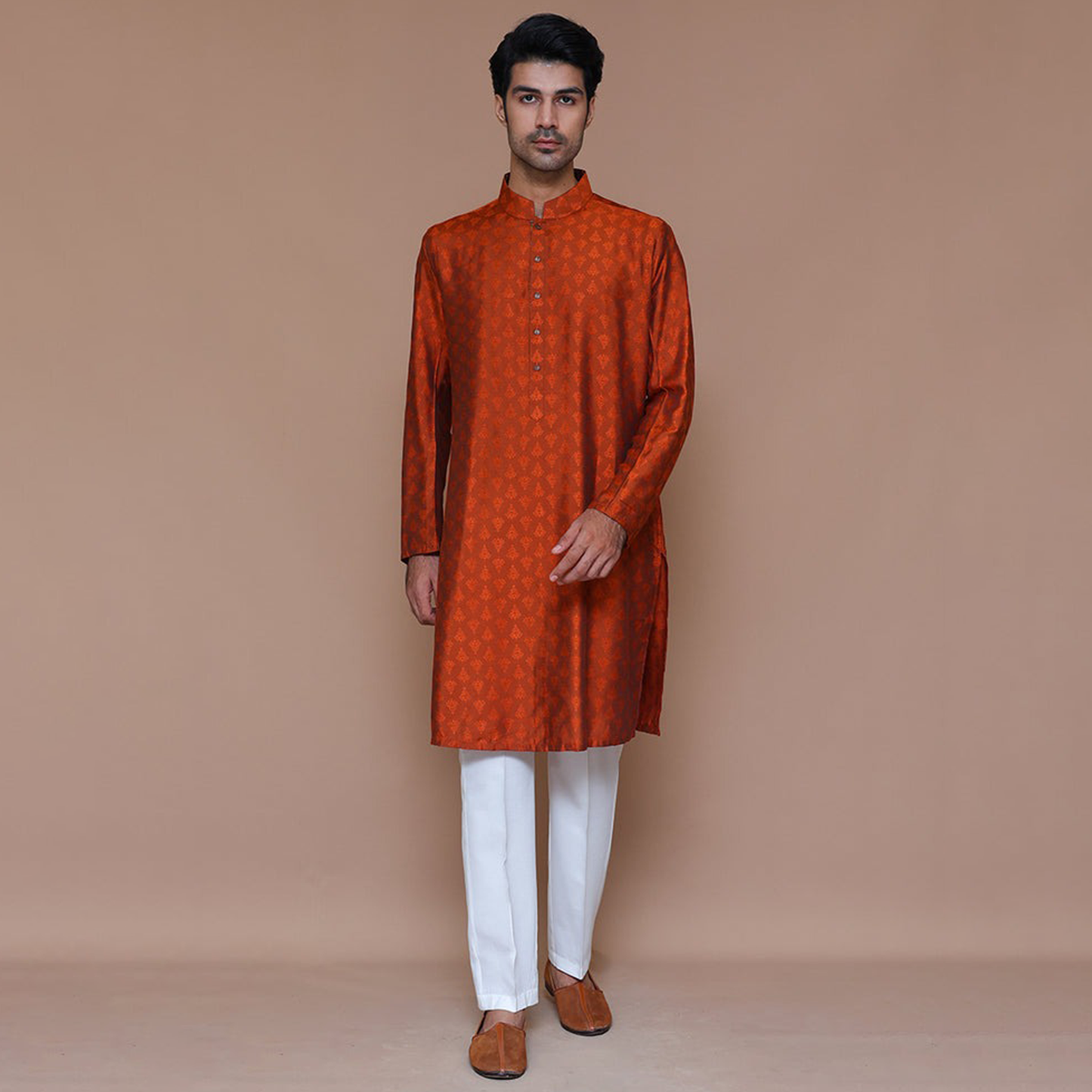 Jamawar Rust Classic Fit Kurta