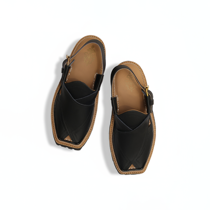 Black Leather Peshawari Sandal