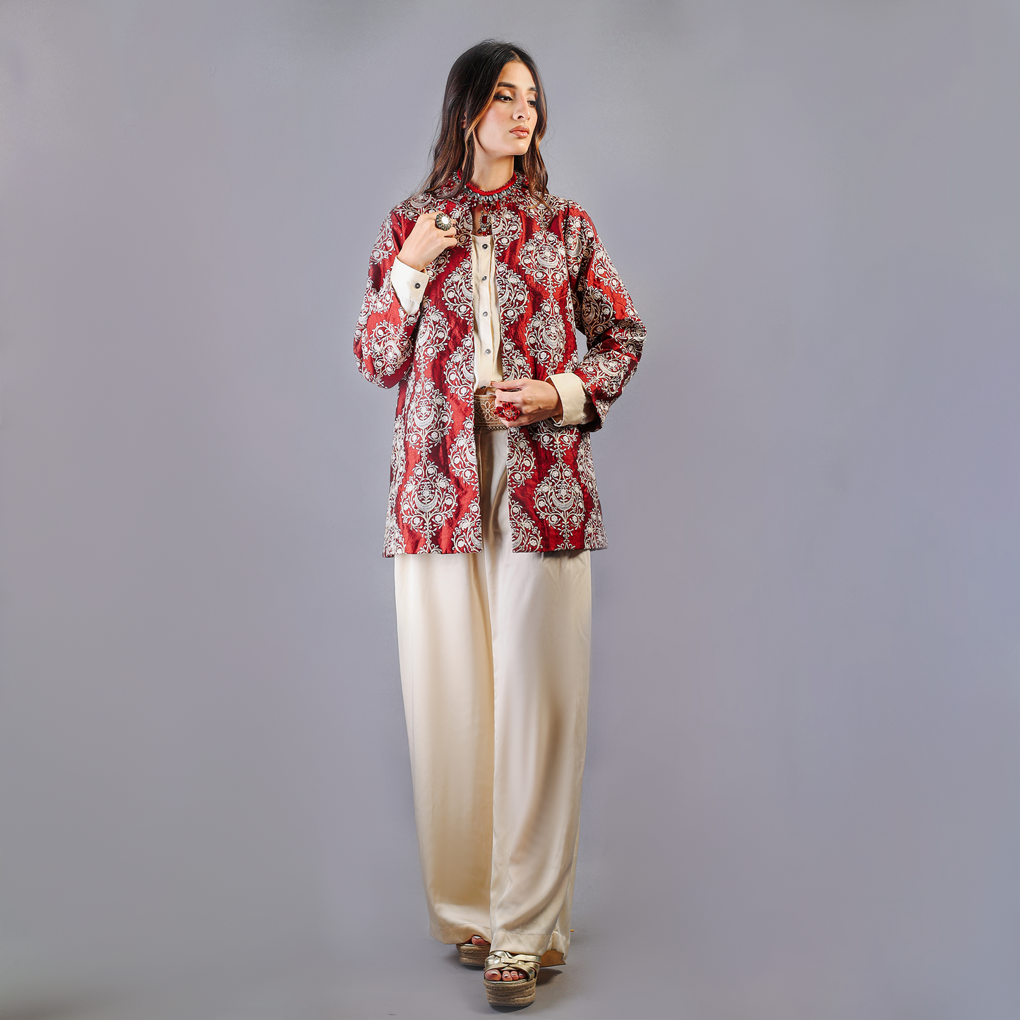 EMBROIDERED MAROON JACKET