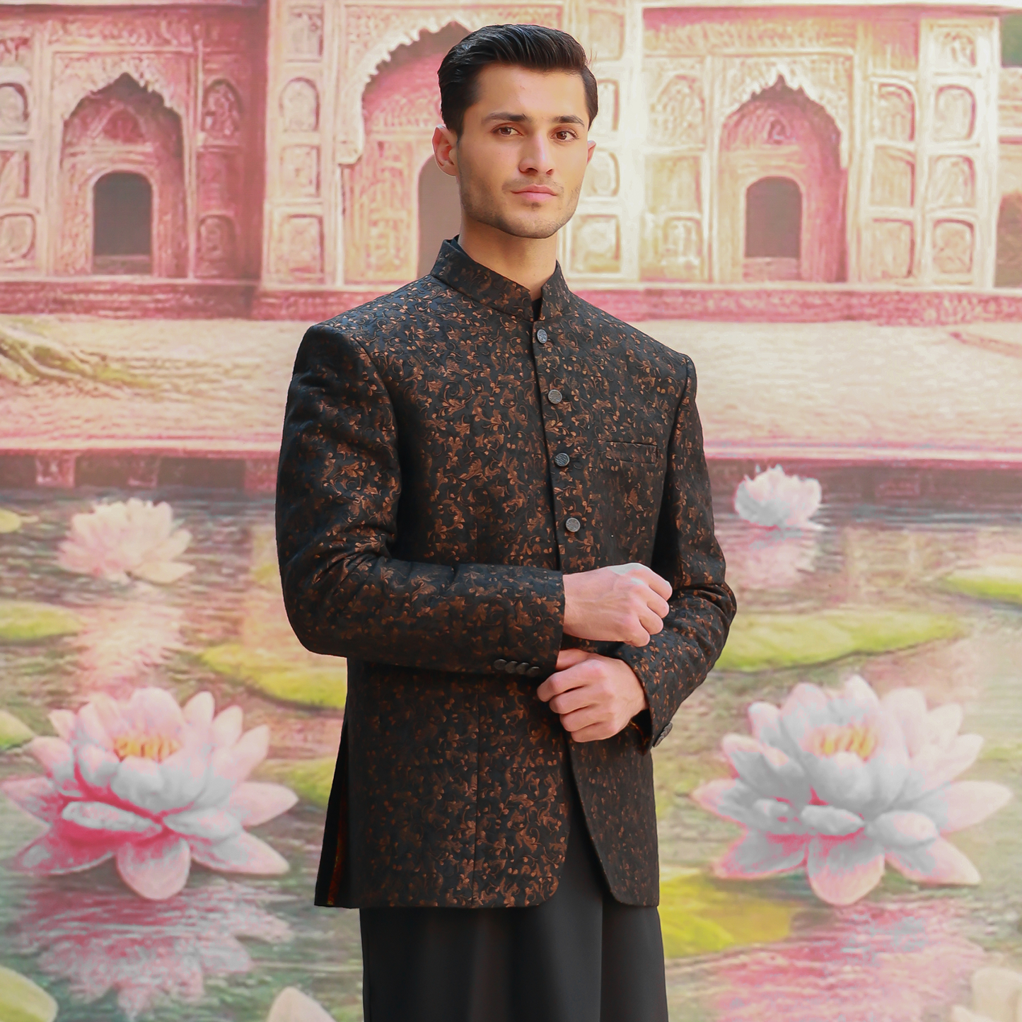 JAMAWAR BLACK PRINCE JACKET