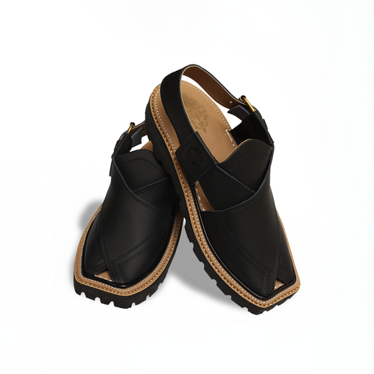 Black Leather Peshawari Sandal