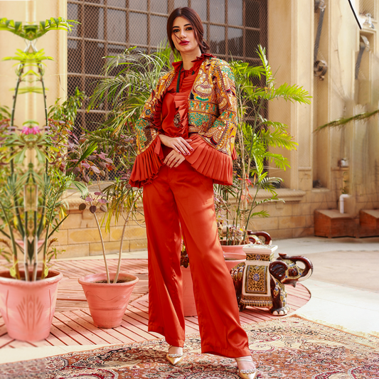 MUSTARD JACKET & TROUSER SET