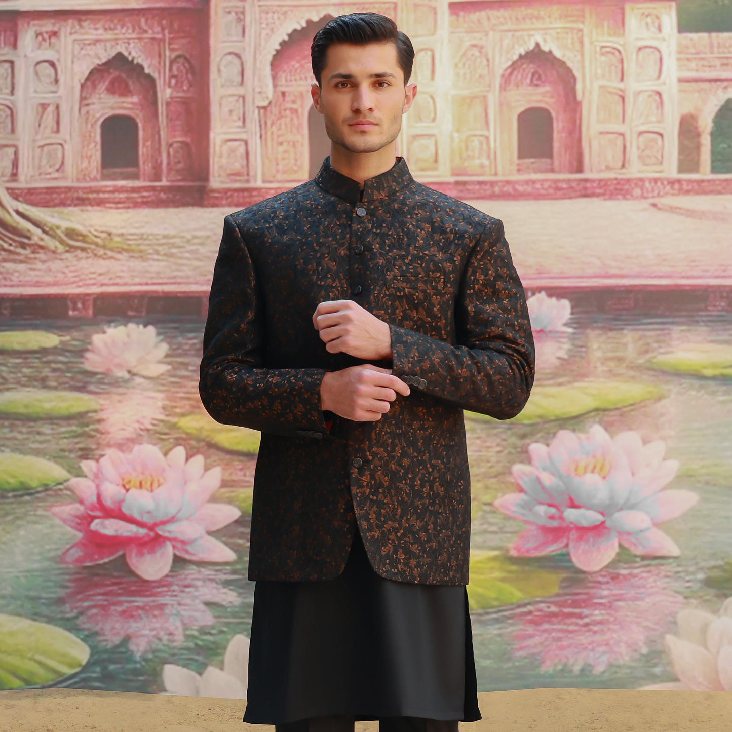 JAMAWAR BLACK PRINCE JACKET
