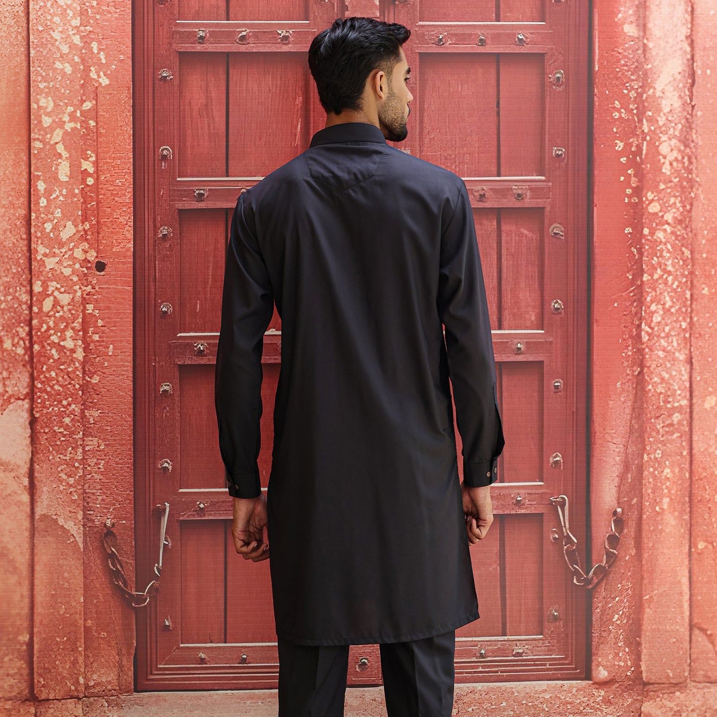 POLY VISCOSE BLACK SLIM FIT PLAIN SUIT
