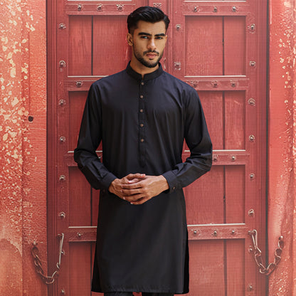 POLY VISCOSE BLACK SLIM FIT PLAIN SUIT