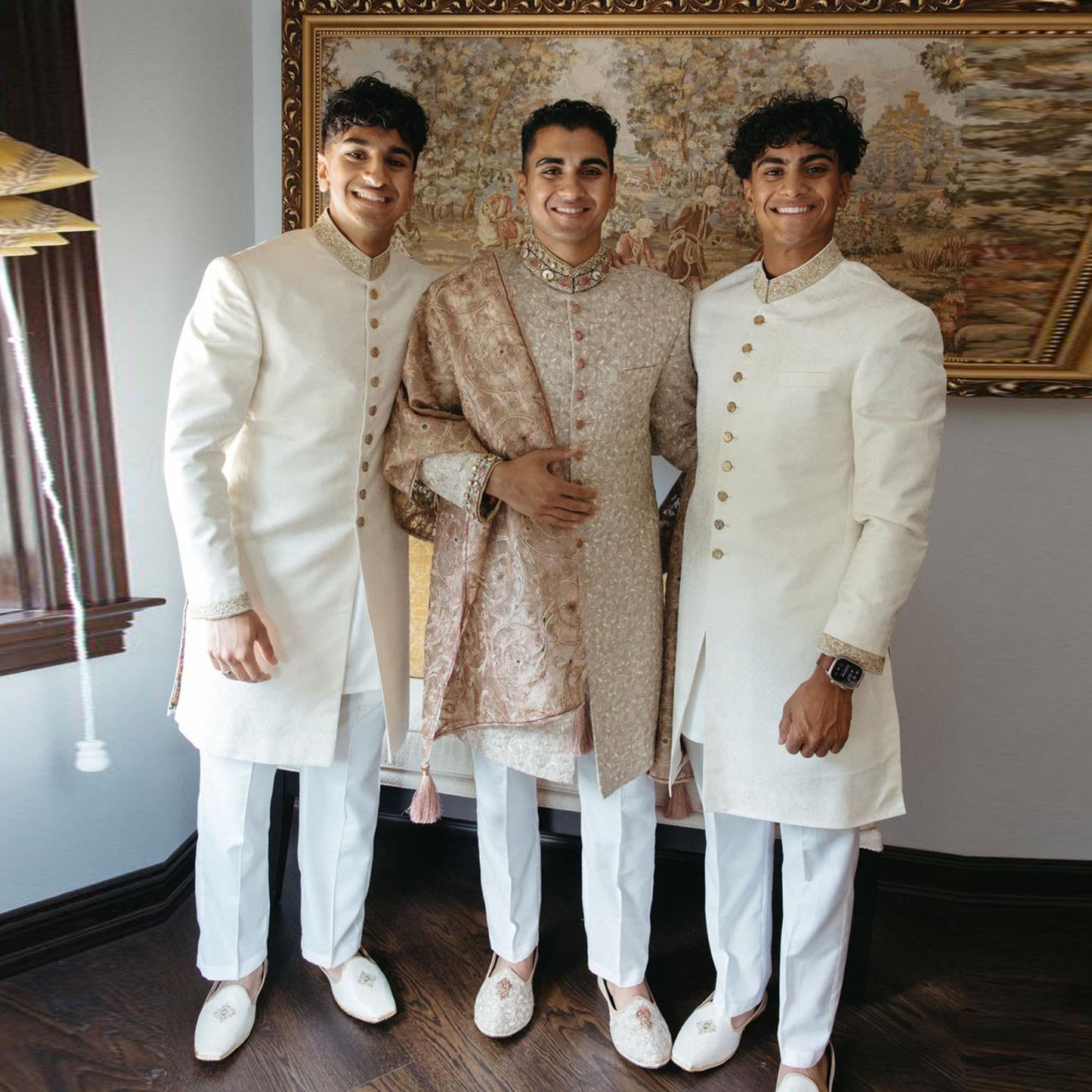 Premium Jamawar Ivory Embroidered Sherwani