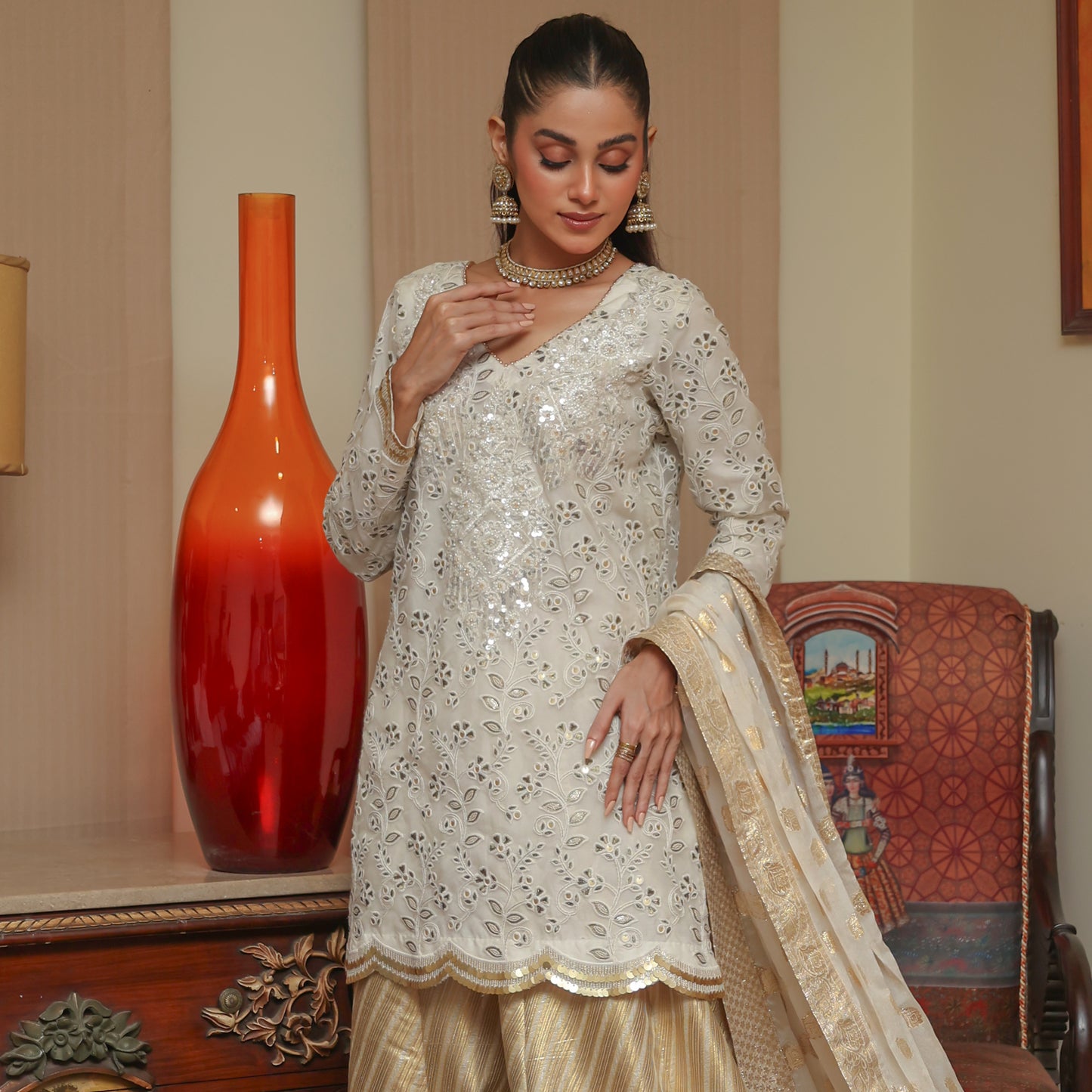 IVORY 3 PC NIKKAH OUTFIT