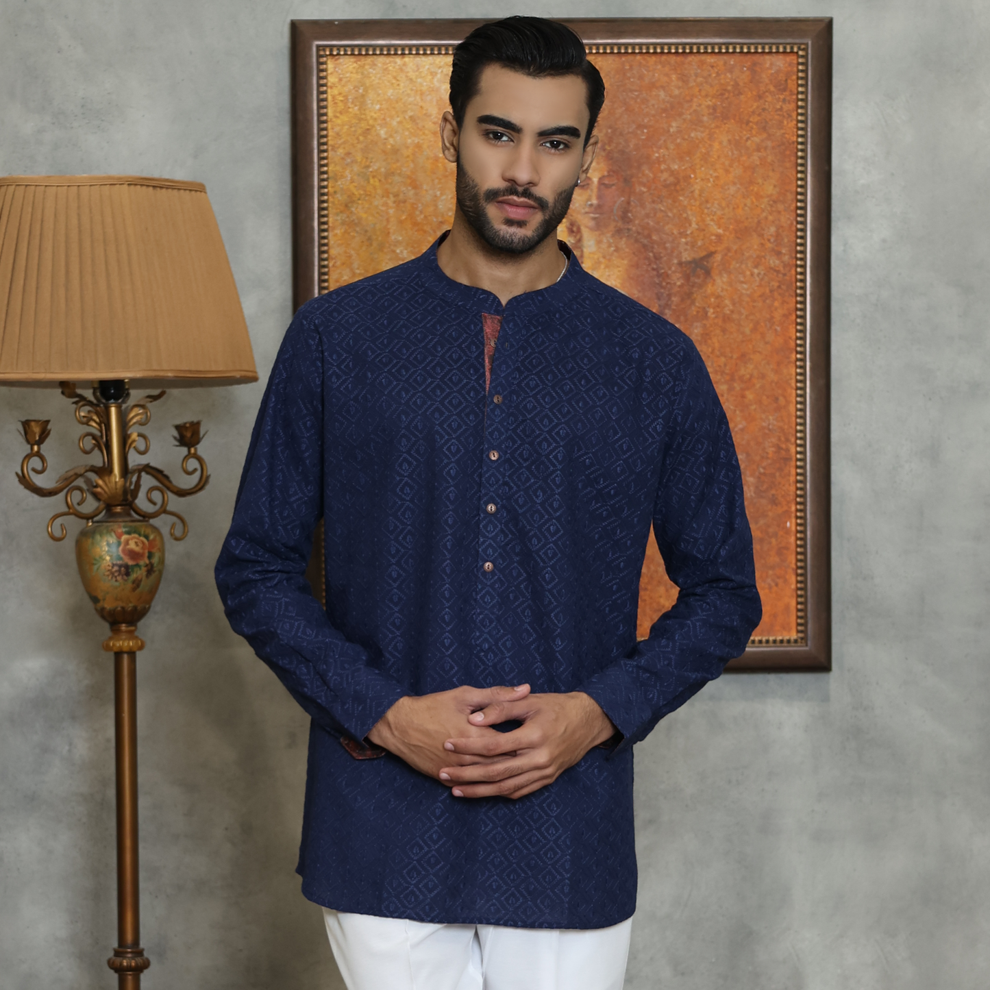 NAVY COTTON KURTA