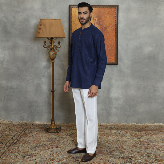 NAVY COTTON KURTA