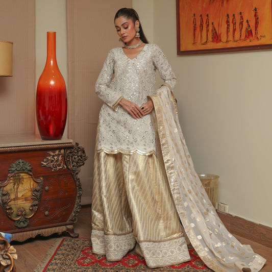 IVORY 3 PC NIKKAH OUTFIT