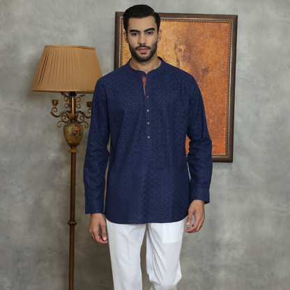 NAVY COTTON KURTA