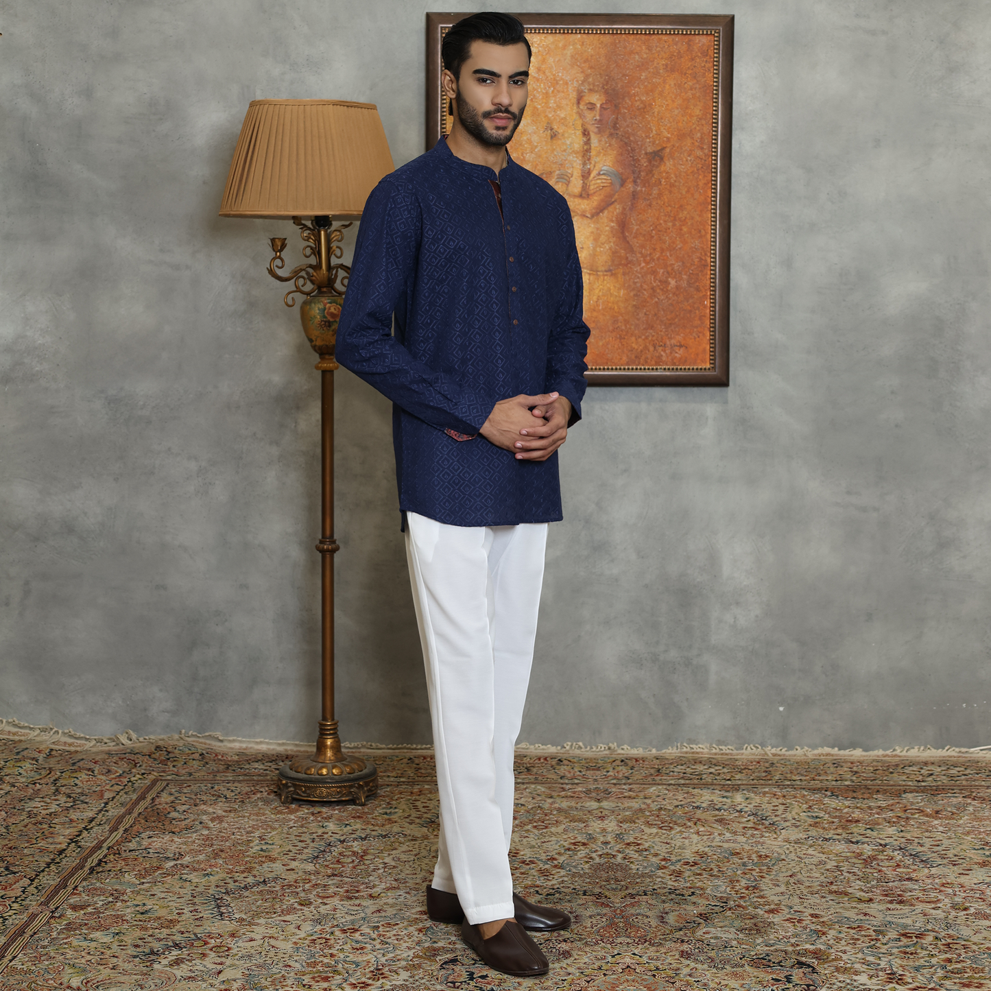NAVY COTTON KURTA