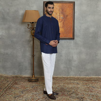 NAVY COTTON KURTA