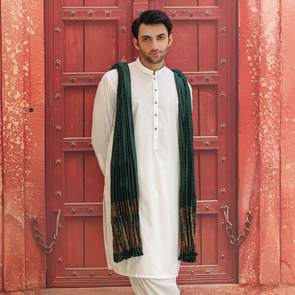 Dark Green Jamawar  Stole