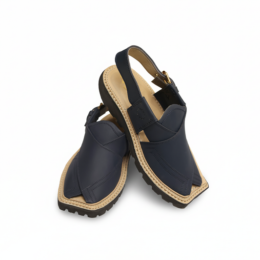 Blue Leather Peshawari Sandal