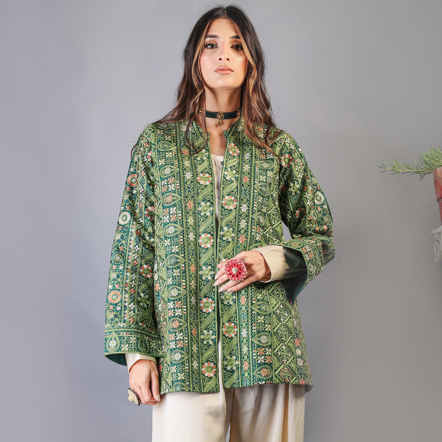 EMBROIDERED GREEN JACKET